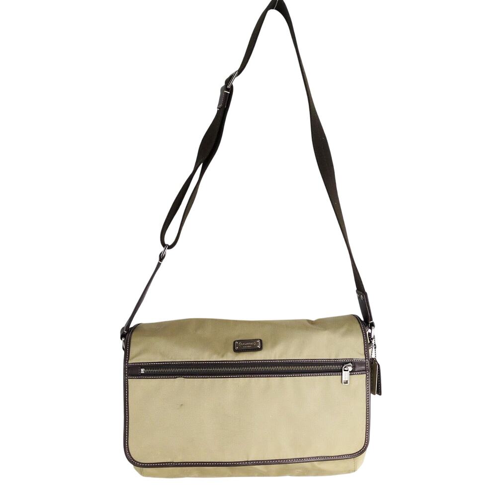 Coach Tan Nylon Messenger Bag F70355 Brown Leather Trim Crossbody‎ 2012 Unisex